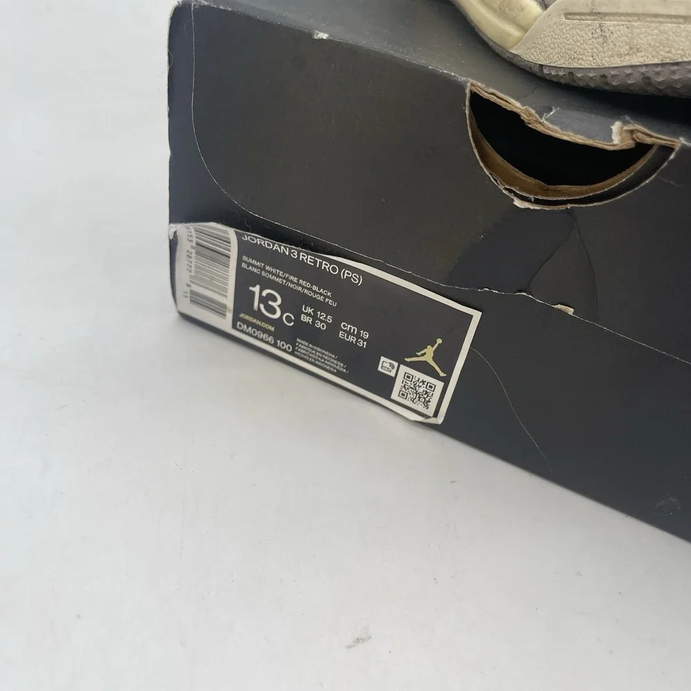 Jordan 3 White Cement Reimagined Shoes Toddler 10C DM0968-100 Box